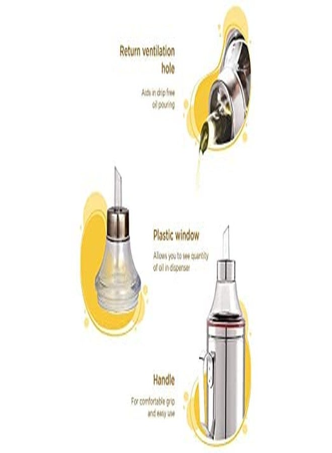 DARAZ موزع زيت داراز من الفولاذ المقاوم للصدأ مع فوهة | وعاء زيت | صبّاب زيت | قدر زيت | علبة زيت | زجاجة زيت بمقبض (1 لتر) - Image 4